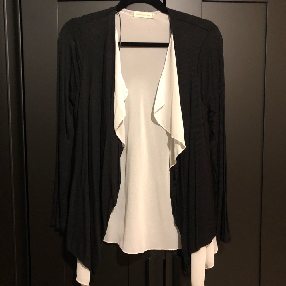 Black and white long sleeve sweater